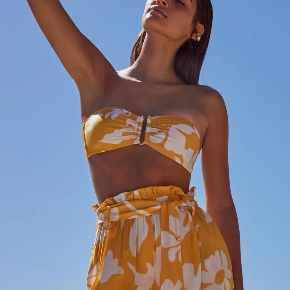 JETS Australia Emporio Beach Bandeau Top Marigold Floral | Small/6 Retail $128